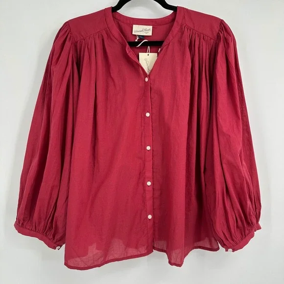 Puff Long Sleeve Banded Collar Neck Blouse Universal Thread Cottagecore XL NWT - Picture 4 of 13